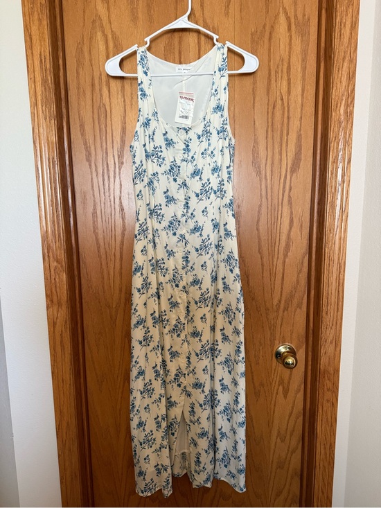 Blu Pepper Dresses & Skirts - Blu Pepper Cream Maxi Dress with Blue Floral Print